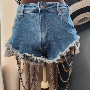 Akira Chain Denim Jean Shorts